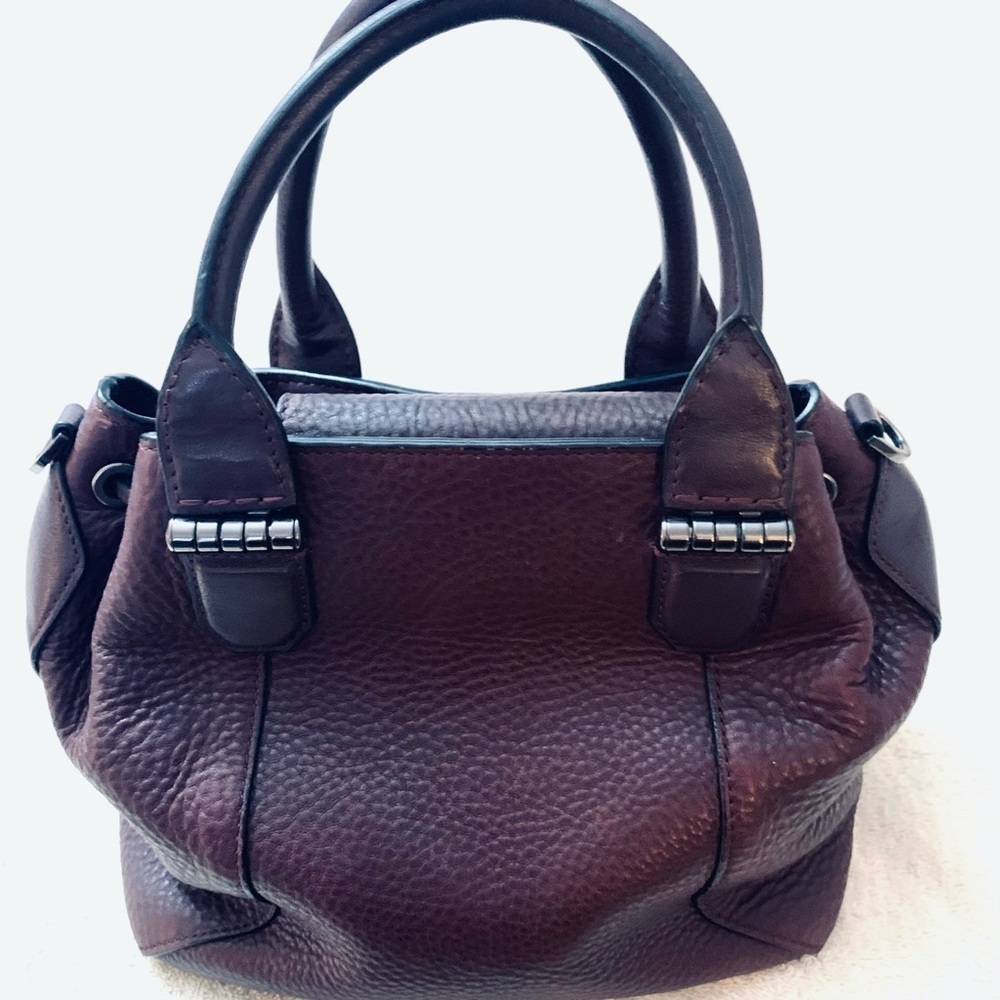 MACKAGE Maroon Pebbled Leather Satchel Bag - Picture 2 of 10